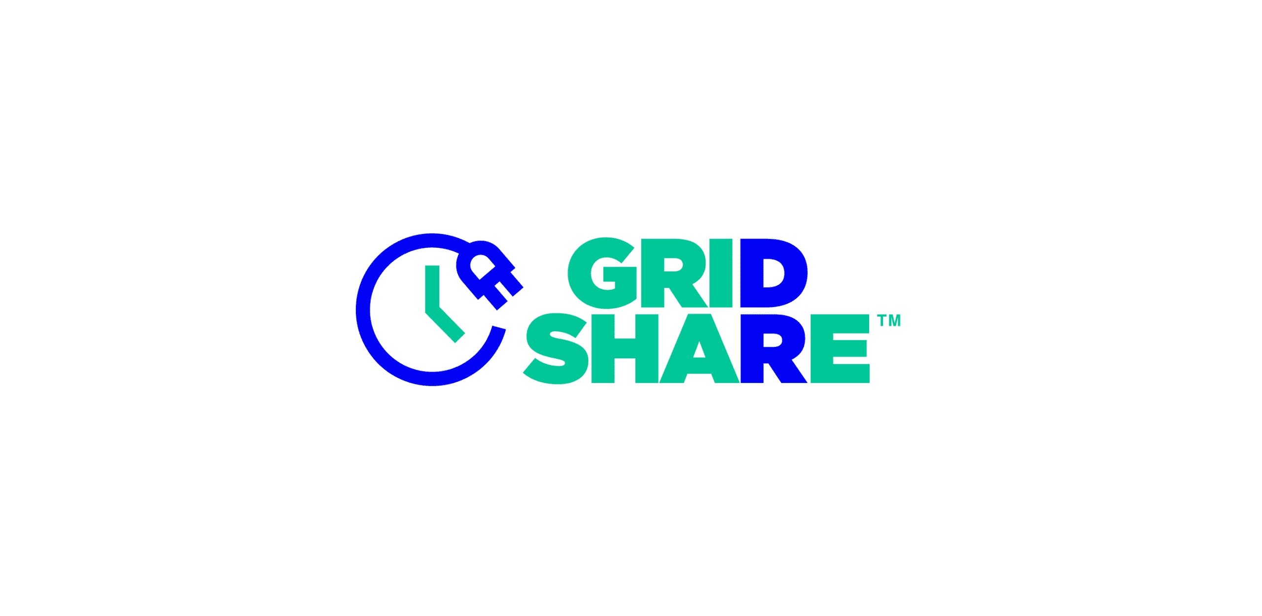 GridShare logo with a blue plug and clock icon to the left of the words "GRID SHARE" in green and teal text.