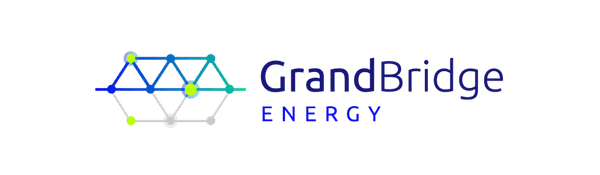 GrandBridge Energy logo with a stylized bridge and connected dots to the left of the company name in blue text.