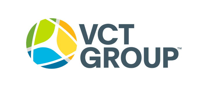 VCT Group logo with colorful abstract globe design on the left and text "VCT GROUP" on the right.